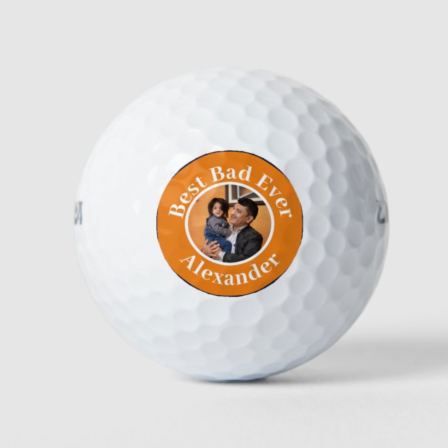 Best Dad Ever add Photo | name Golf Balls (Front)
