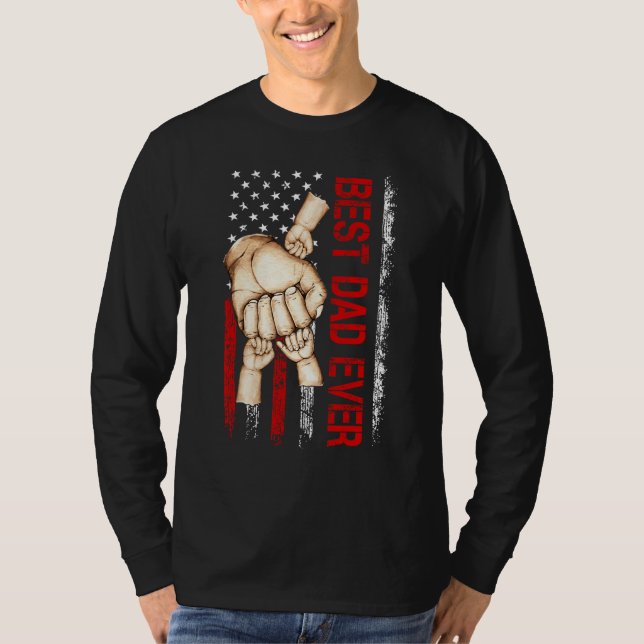 Best Dad Ever America Flag Dad Have 3 Child Father T-Shirt (Front)