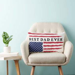 Best Dad Ever American Flag Lumbar Pillow