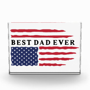 Best Dad Ever American Flag Photo Block