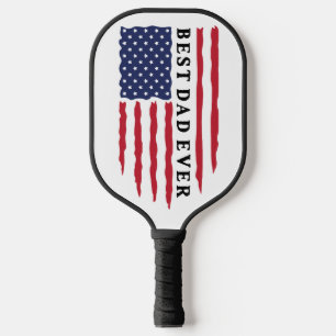 Best Dad Ever American Flag Pickleball Paddle