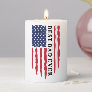 Best Dad Ever American Flag Pillar Candle