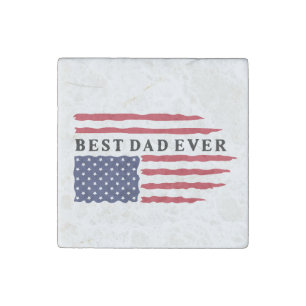 Best Dad Ever American Flag Stone Magnet