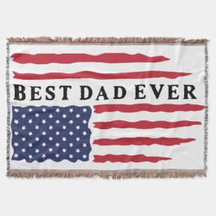Best Dad Ever American Flag Throw Blanket
