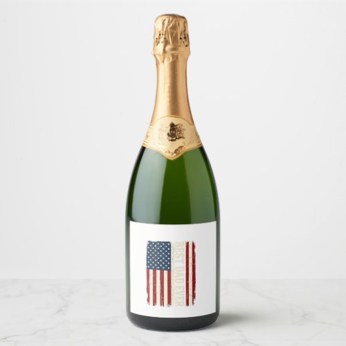 Best Dad Ever American Flag Vintage Vector Shirt_1 Sparkling Wine Label