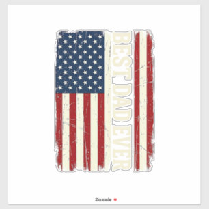 Best Dad Ever American Flag Vintage Vector Shirt_1 Sticker
