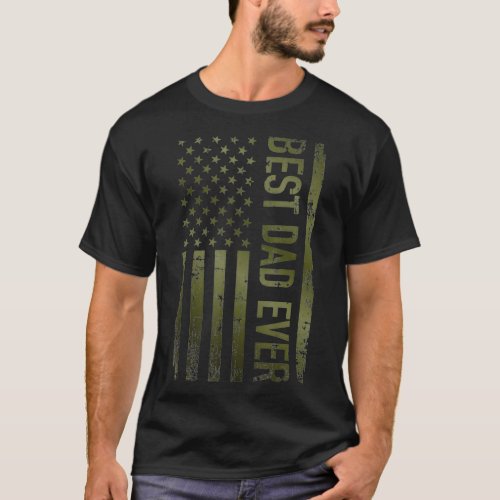 Best dad ever american military camouflage flag T_Shirt
