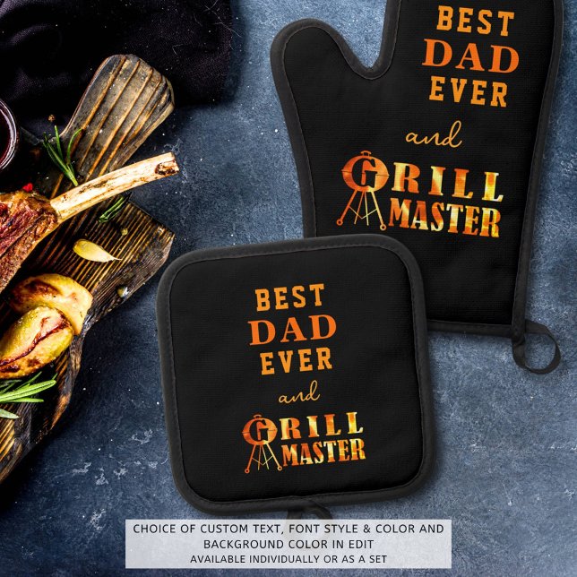 Best Dad Ever and Grill Master Oven Mitt & Pot Holder Set (Creator Uploaded)