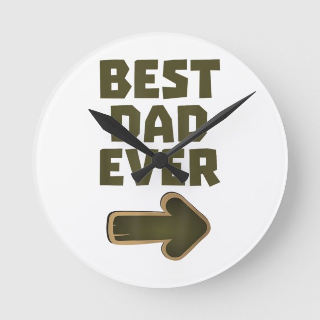 Best Dad Ever Arrow Graphic Logo Round Clock (Front)