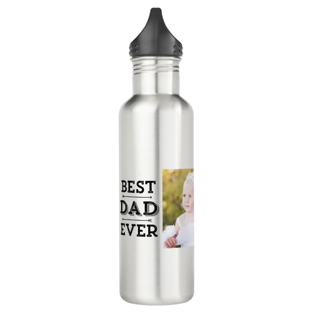 Best Dad Ever Arrows Custom Photo Stainless Steel Water Bottle (Left)