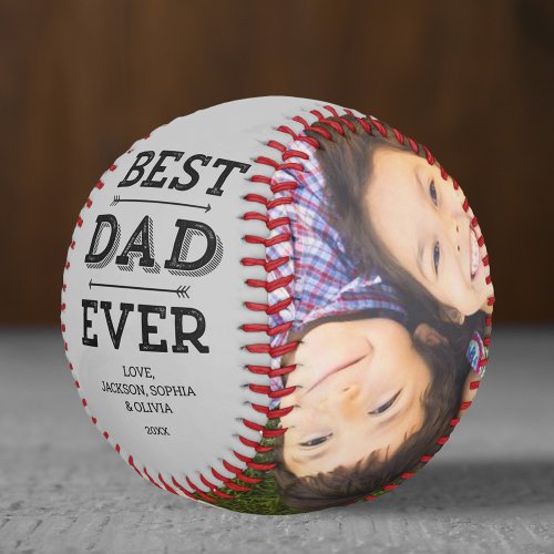 Best Dad Ever Arrows Personalized Photo Gray Baseball