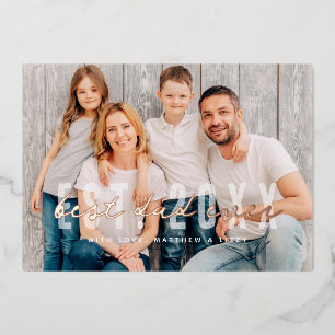 Best Dad Ever Athletic Modern Photo Father's Day Foil Holiday Card
