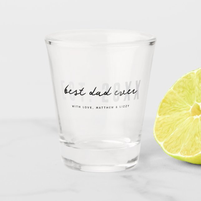 Best Dad Ever Athletic Modern Preppy Father's Day Shot Glass (Front)