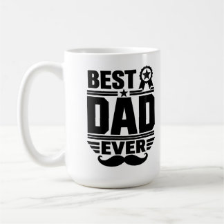 Best Dad Ever Award Ribbon Mustache Gift Coffee Mug
