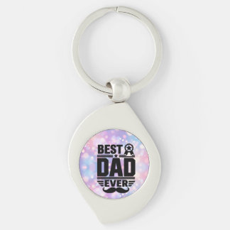Best Dad Ever Award Ribbon Mustache Gift Keychain