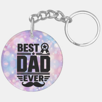 Best Dad Ever Award Ribbon Mustache Gift Keychain