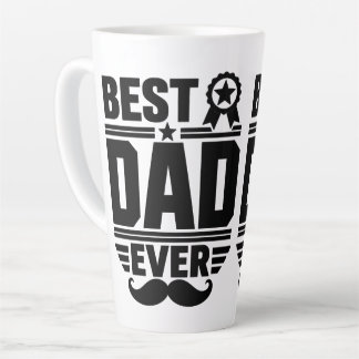 Best Dad Ever Award Ribbon Mustache Gift Latte Mug