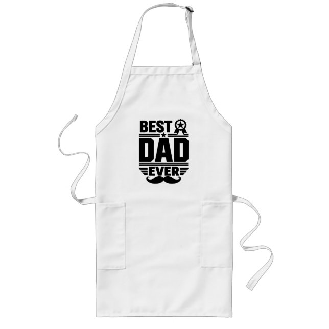 Best Dad Ever Award Ribbon Mustache Gift  Long Apron (Front)