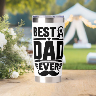 Best Dad Ever Award Ribbon Mustache Insulated Tumbler