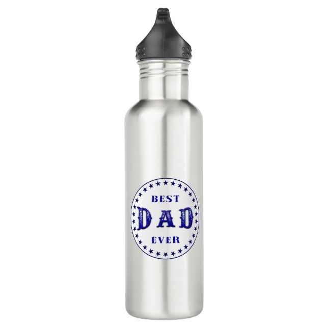 Best DAD Ever Badge Logo Design Stainless Steel Water Bottle (Right)