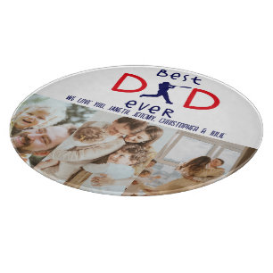 Best Dad Ever Baseball Family Photo Personalized Cutting Board