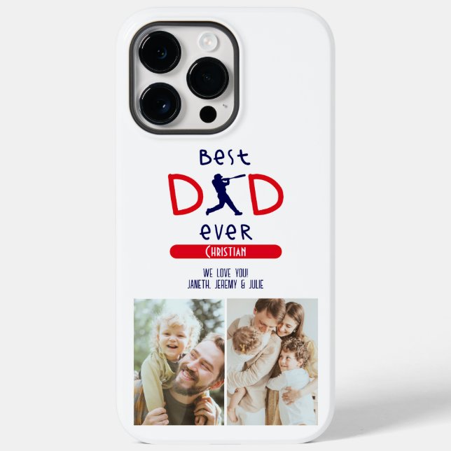Best Dad Ever Baseball Photo Modern Fathers Day Case-Mate iPhone Case (Back)