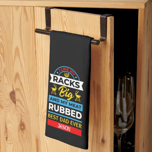 Best Dad Ever BBQ Black  Kitchen Towel (Thirds Fold)