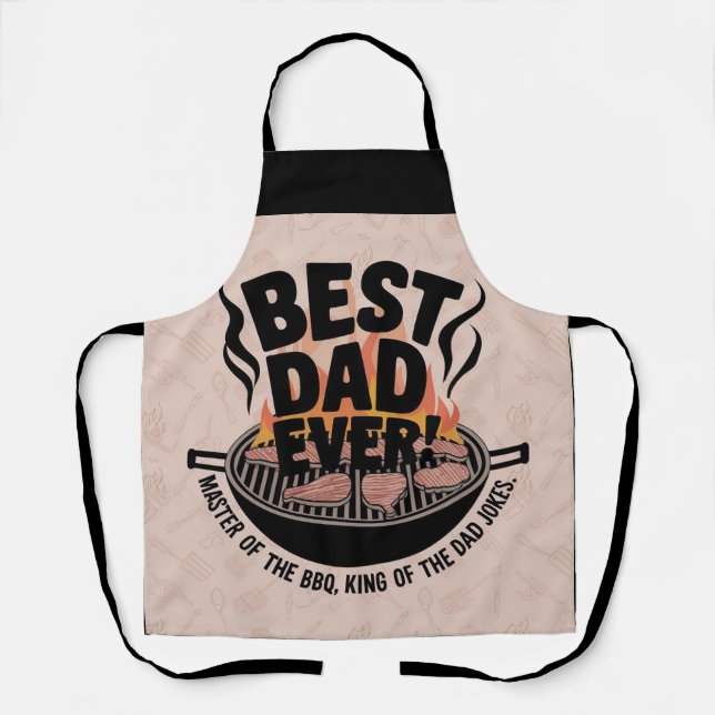 Best Dad Ever BBQ Design – King of the Grill  Apron (Front)
