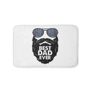 Best Dad ever beard bearded Dad sunglasses black Bath Mat