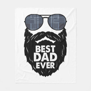 Best Dad ever beard bearded Dad sunglasses black Fleece Blanket