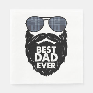 Best Dad ever beard bearded Dad sunglasses black Napkins