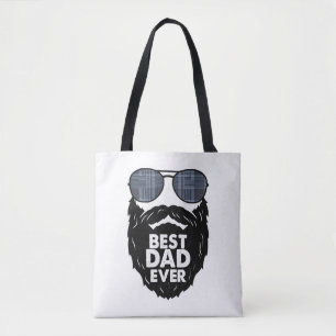 Best Dad ever beard bearded Dad sunglasses black Tote Bag