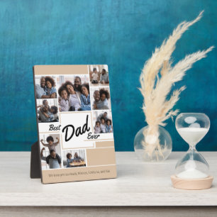 Best Dad Ever Beige Photo Collage Father’s Day Plaque