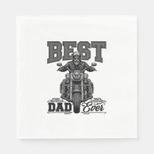 Best Dad Ever Biker Vintage Engraving T-Shirt_1 Napkins