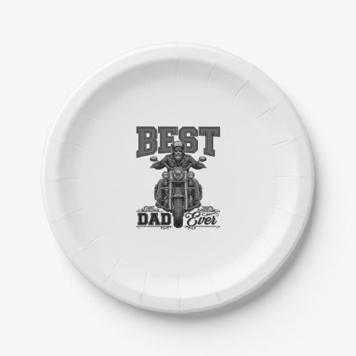 Best Dad Ever Biker Vintage Engraving T-Shirt_1 Paper Plates