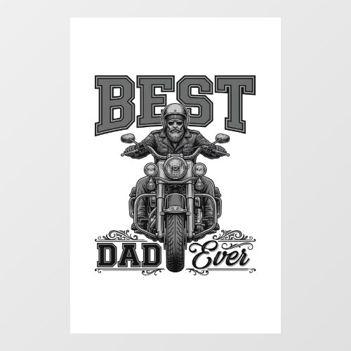 Best Dad Ever Biker Vintage Engraving T-Shirt_1 Window Cling