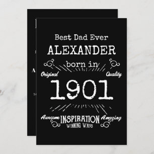 Best Dad Ever Birthday Name Year Vintage Invitation