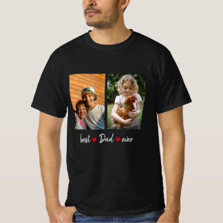 Best Dad Ever Black 2 Photo Custom  T-Shirt