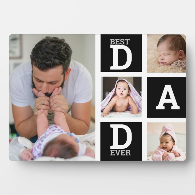 Modern Photo Collage Best Dad Ever Keepsake Plaque