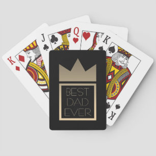 Best Dad Ever Black and Gold King Crown Royal Poker Cards