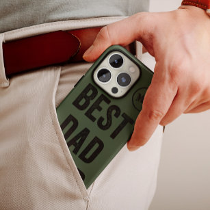 Best Dad Ever Black + Army Green Monogram   iPhone 12 Mini Case