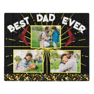 Best Dad Ever Black Family Photo Collage Keepsake Jigsaw Puzzle