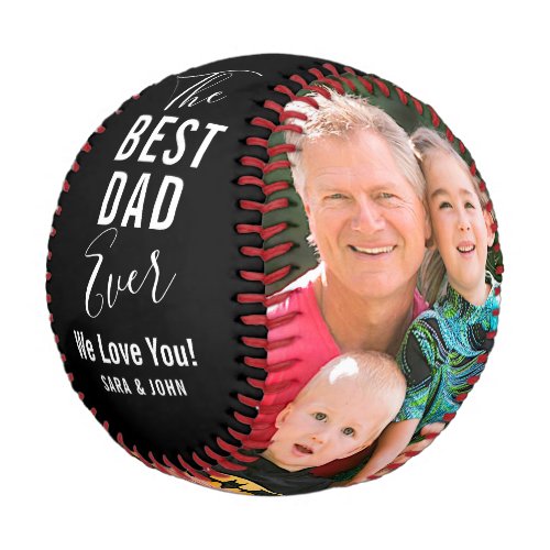 Best Dad Ever Black Family Two Photos Name Script Baseball