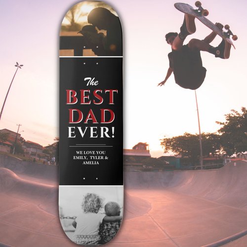 Best Dad Ever Black Fathers Day 2 Photo Collage Skateboard
