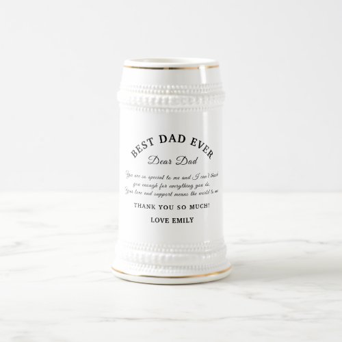Best Dad Ever Black from Daughter Beer Stein