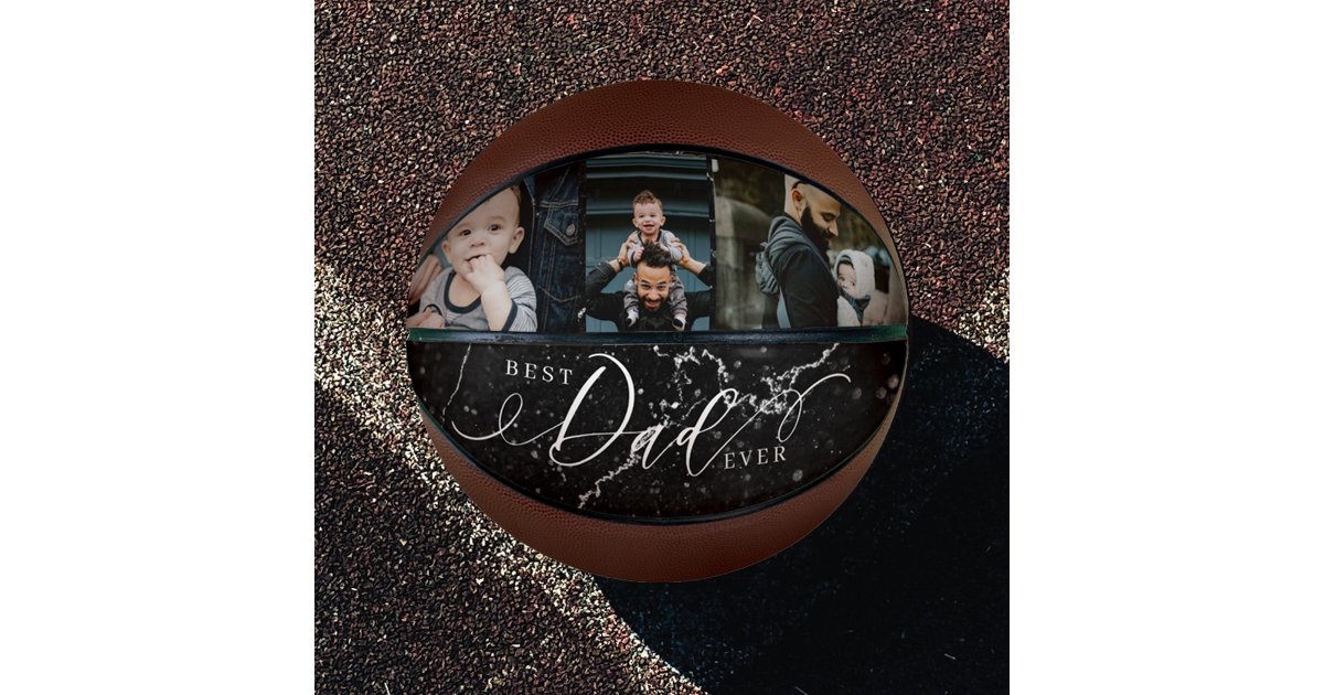 Best Dad Ever Black Marble Fathers Day Collage Basketball