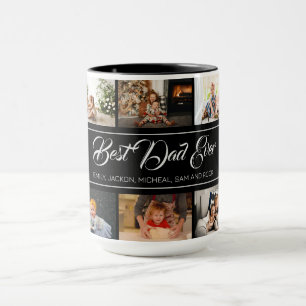 Best Dad Ever Black Photo Collage Mug