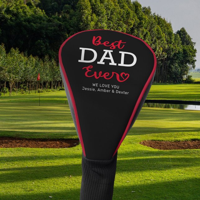 Best Dad Ever Black Red Golf Head Cover (Creator Uploaded)
