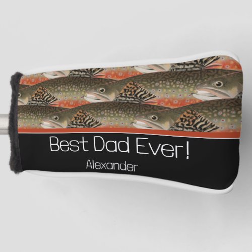 Best Dad Ever Black Rust Fisherman fly fishing  Golf Head Cover