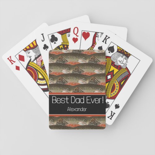 Best Dad Ever Black Rust Fisherman fly fishing  Playing Cards